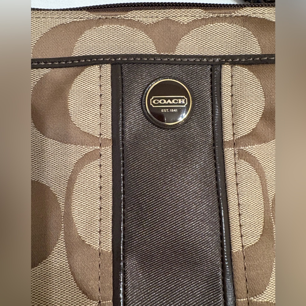 Coach Tan and Brown Monogram Messenger Bag - Picture 5 of 5